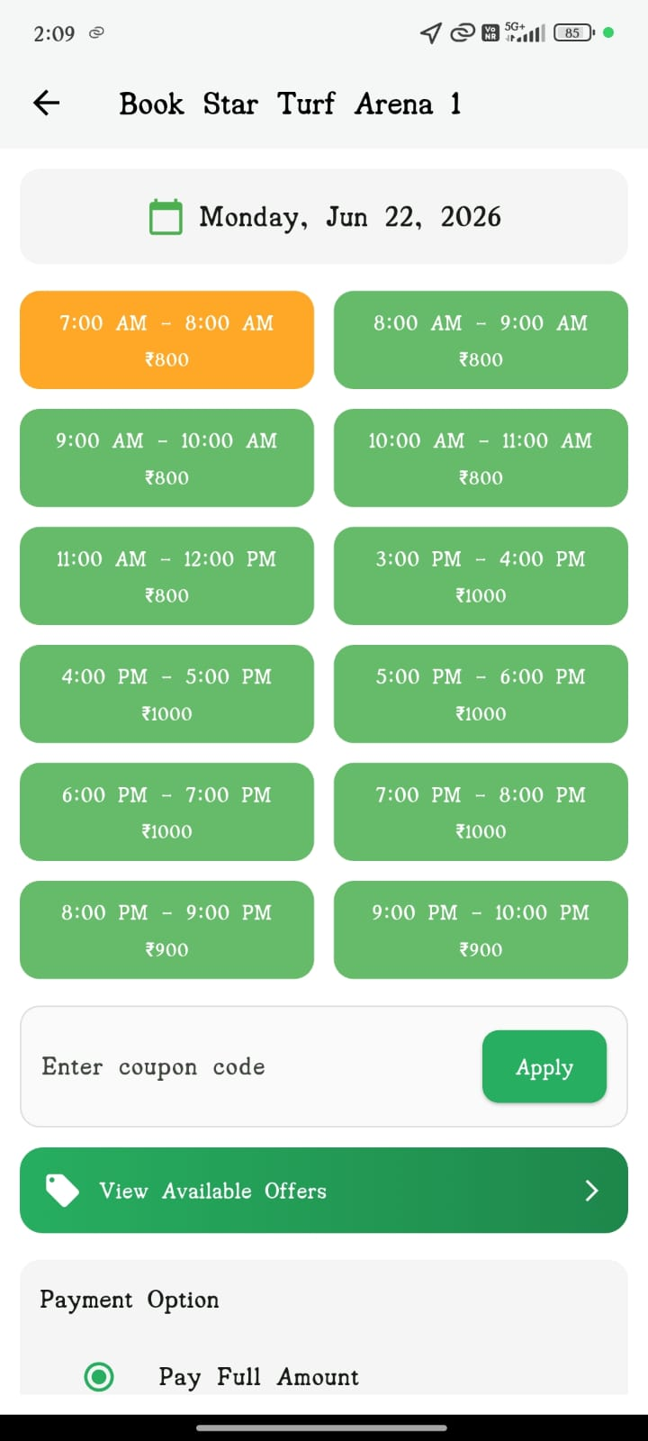 Turfease sports turf booking home screen