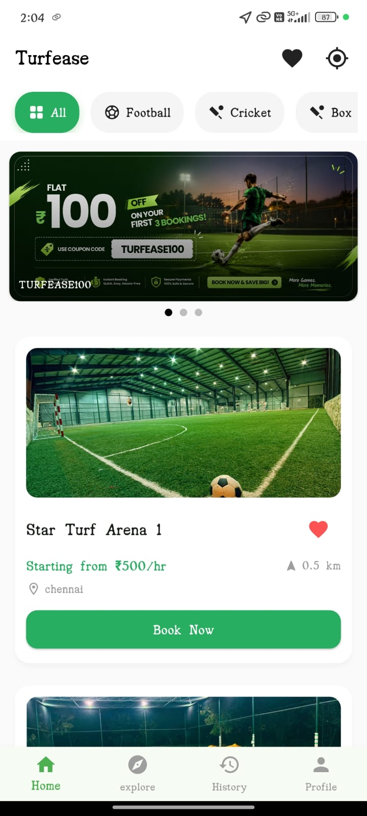 Turfease real-time slot booking screen